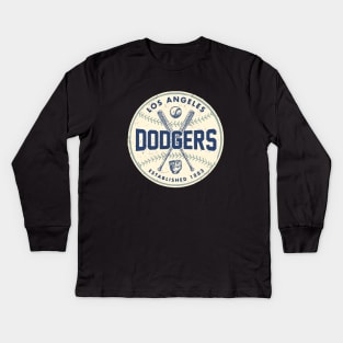 Old Style Los Angeles Dodgers 3 by Buck Tee Kids Long Sleeve T-Shirt